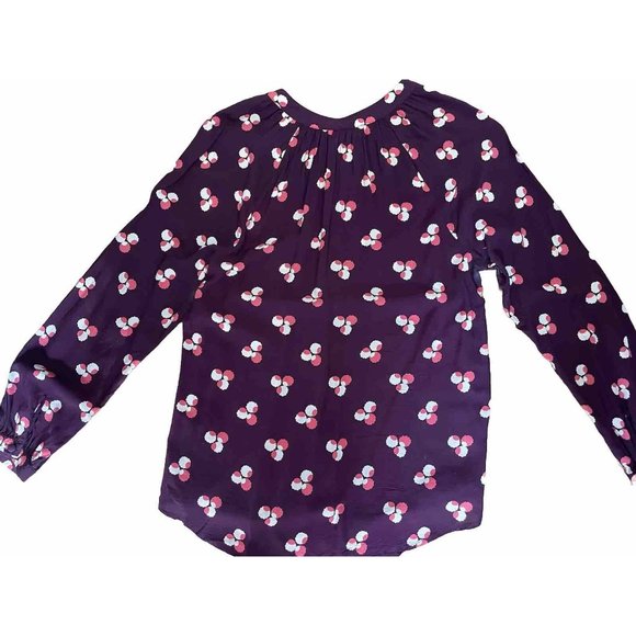 Boden Women's Purple Polka Dot Lightweight Rayon Button‎ Down Blouse Top Size 6 - Picture 2 of 6